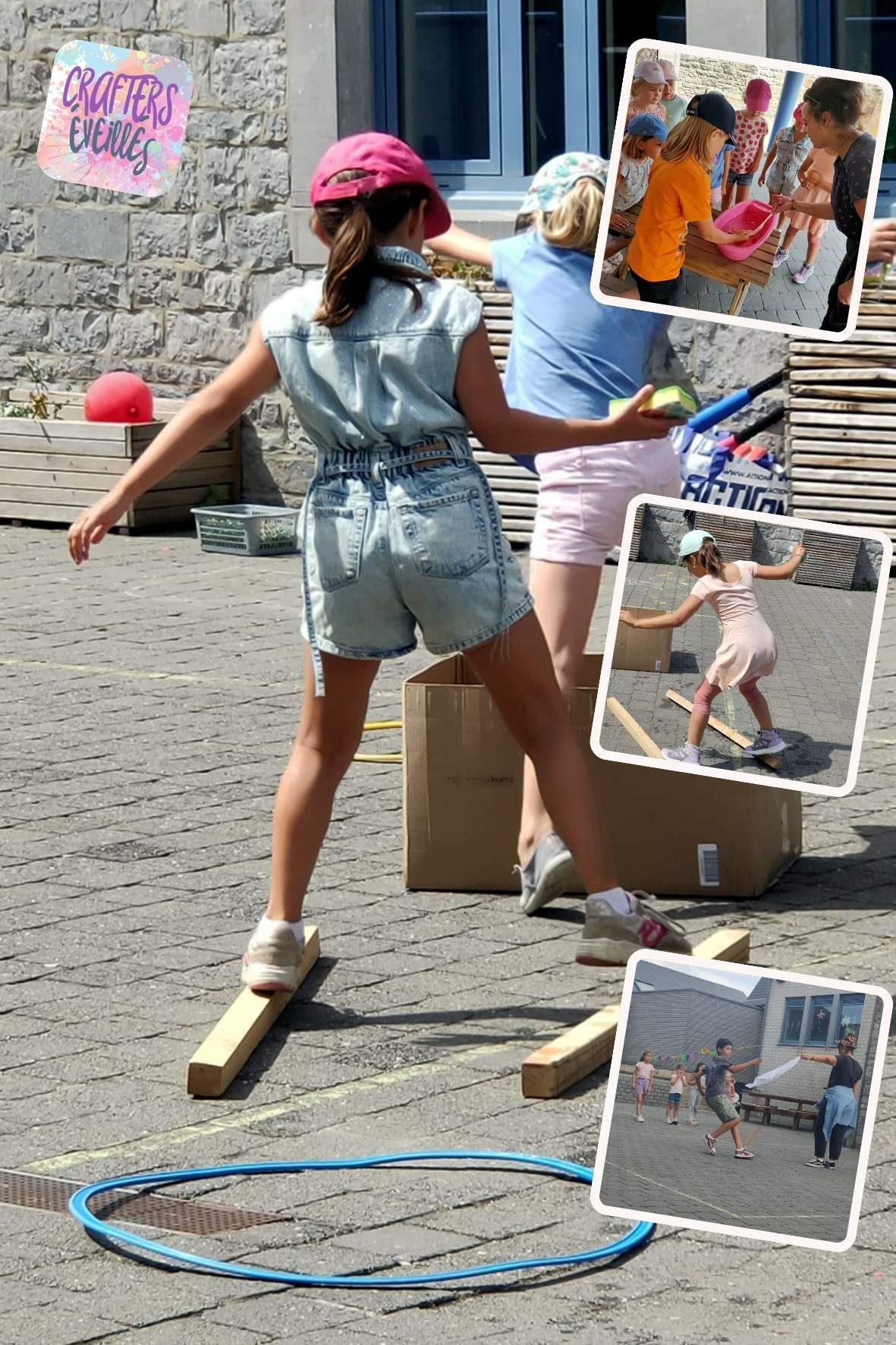 Parcours d'obstacles, jeux de coopération, cohésion de groupe